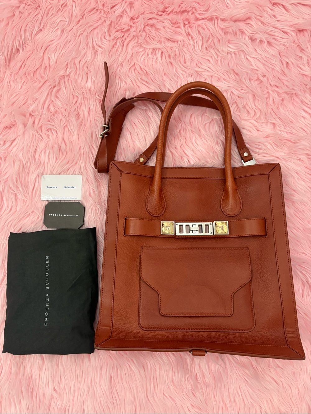 Proenza Schouler P11 Brown Leather Tote Crossbody Bag
